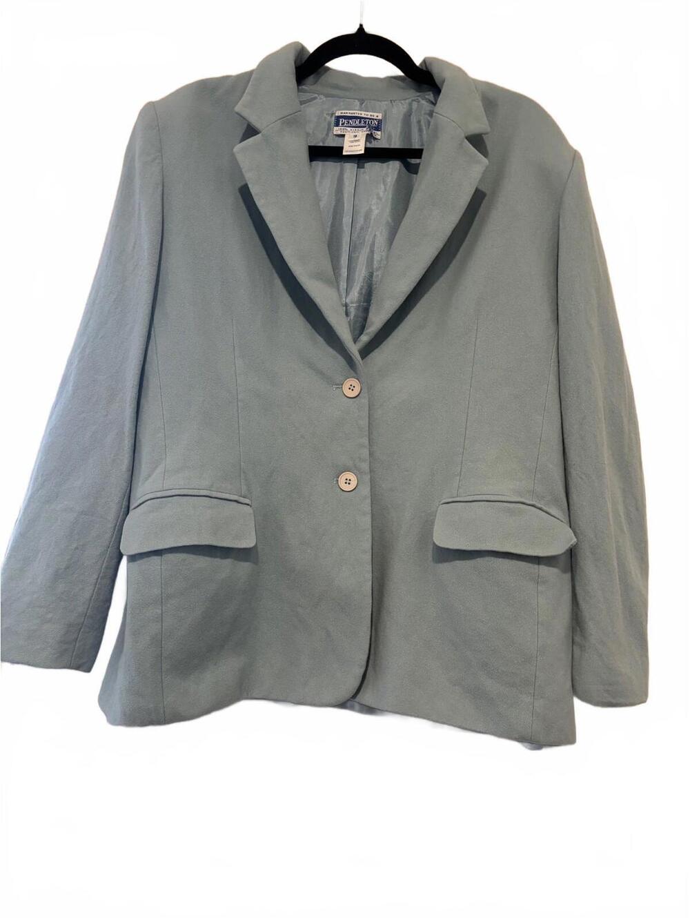 Pendleton all wool blue women's lined single breasted blazer sz 18 #1614
